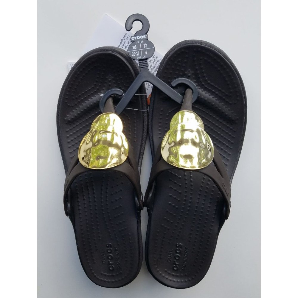 Womens Crocs Liquid Metallic Wedge Flip Flops 6/11